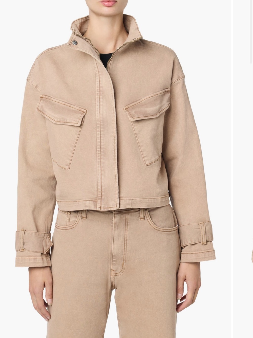 Hudson Jeans Belted Cropped Jacket Vintage Khaki S NWT